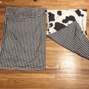 2 Double sided checkered & cow print pillowcases